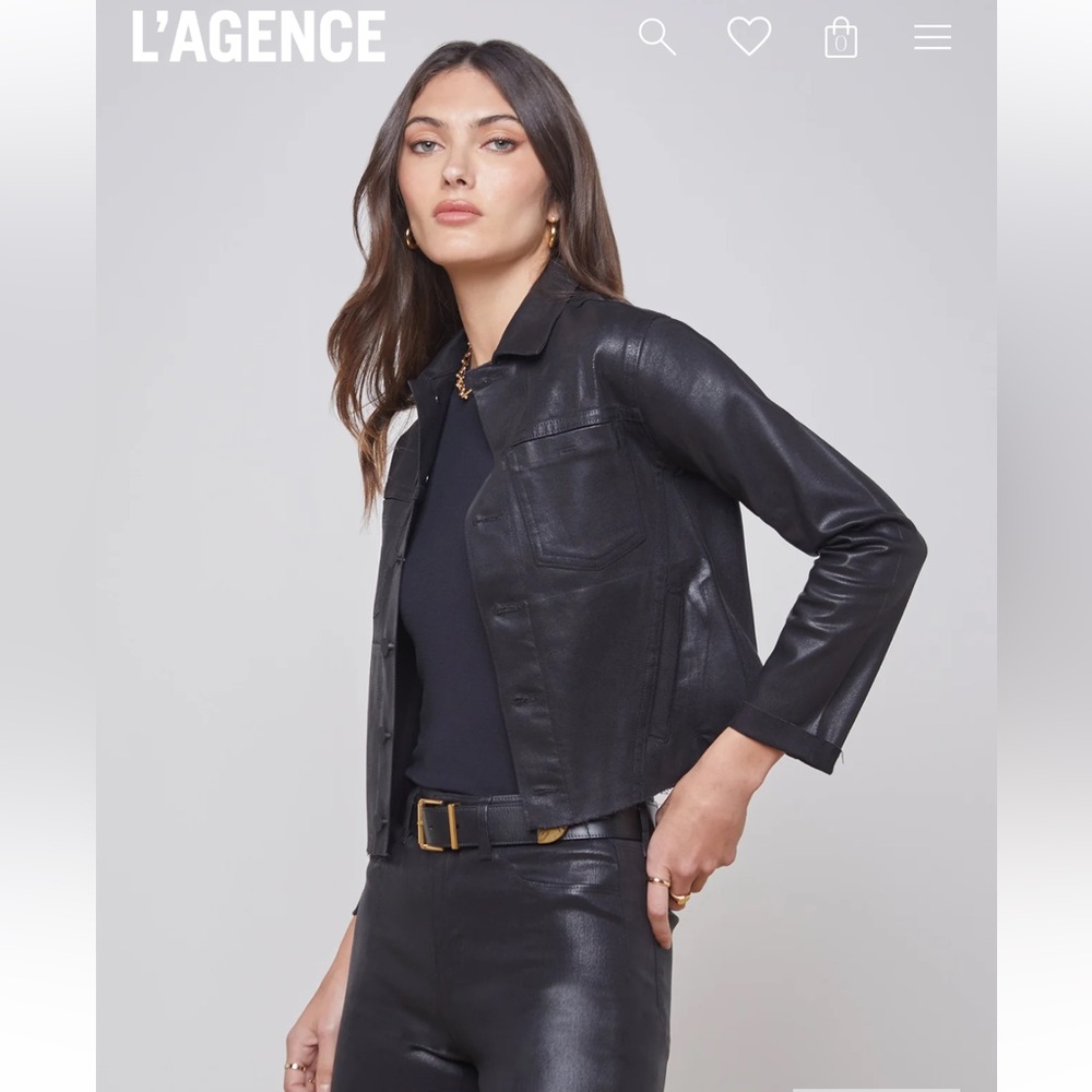 L'AGENCE Black Leather Jacket